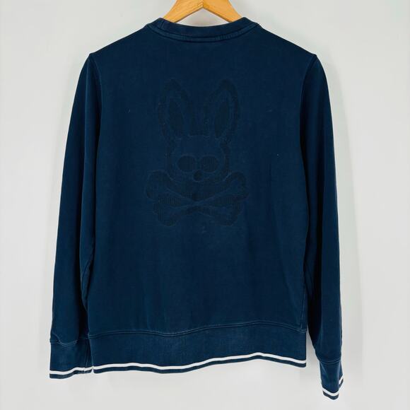 Psycho Bunny Sweatshirt Size Small Men’s Blue Pullover Crew Neck Double Sided - Picture 3 of 8
